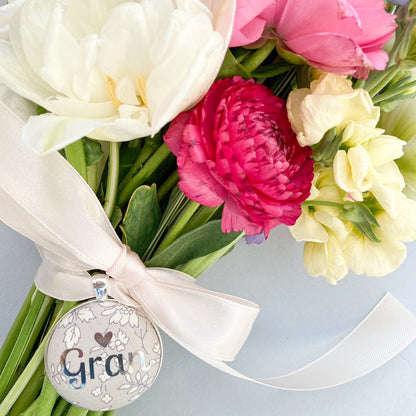 Bridal Bouquet Memory Charm - Grey Floral