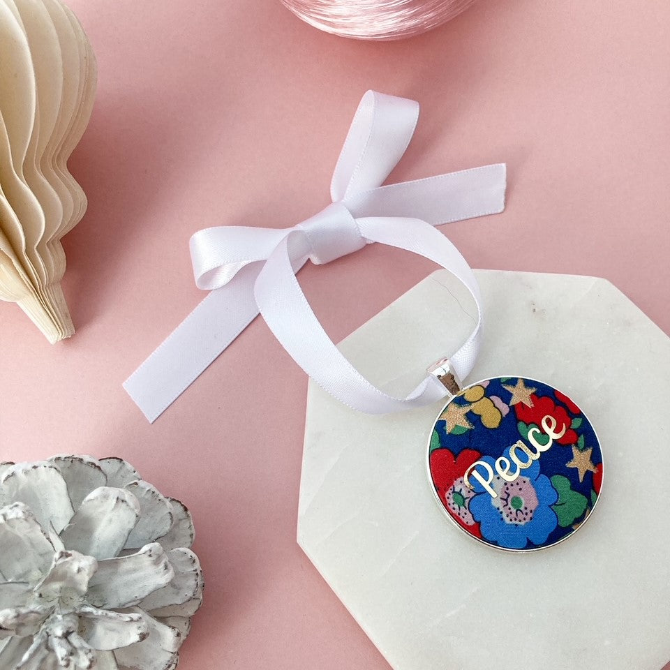 Peace Christmas Keepsake - Blue with Gold Stars