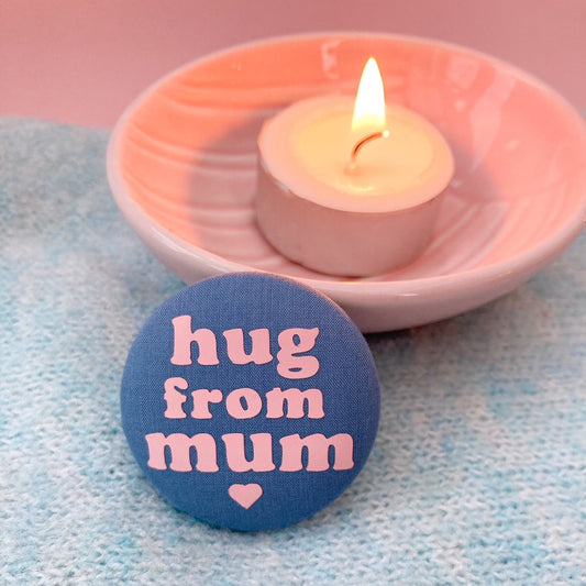 Hug from Mum Pin - Airforce Blue & Pink with pouch