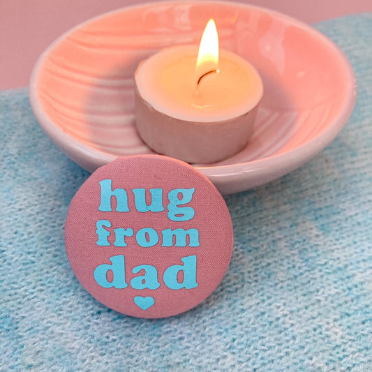 Hug from Dad Pin - Rose Blush & Turquoise with pouch