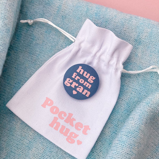 Hug from Gran Pin - Airforce Blue & Pink with pouch
