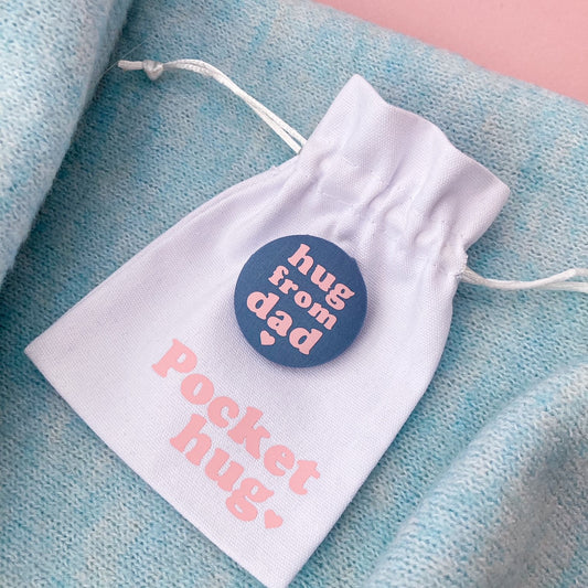 Hug from Dad Pin - Airforce Blue & Pink with pouch