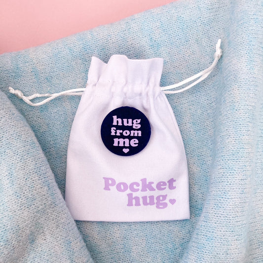 Hug from Me Pin - Navy & Lilac with pouch