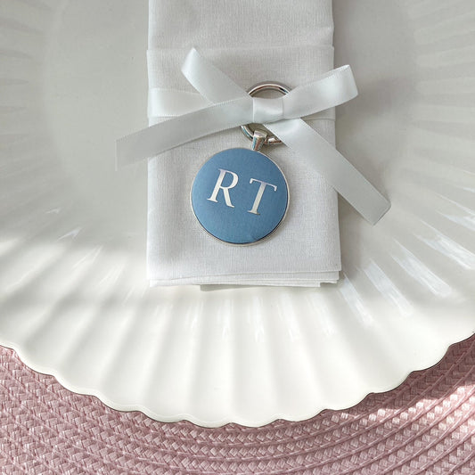 Liberty fabric wedding place setting favour in light blue