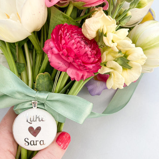 Bridal Bouquet Charm - Couple's Names