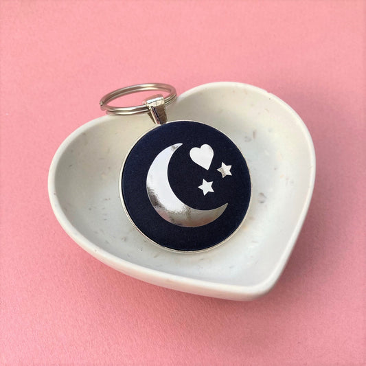 To The Moon & Back Keyring - Silver & Liberty Navy Blue