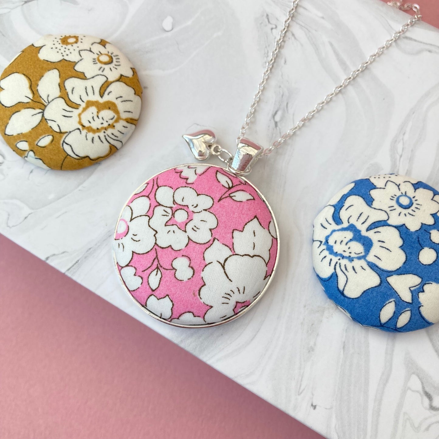 Mustard Yellow Bloom Necklace & Silver Heart