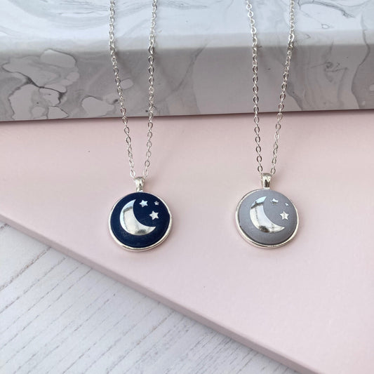 Holly Mini - Silver Moon & Stars Necklace & Various Colours