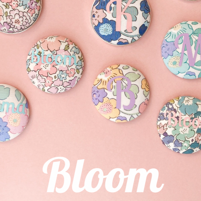 Bloom jewellery collection of floral fabric necklaces and keyrings