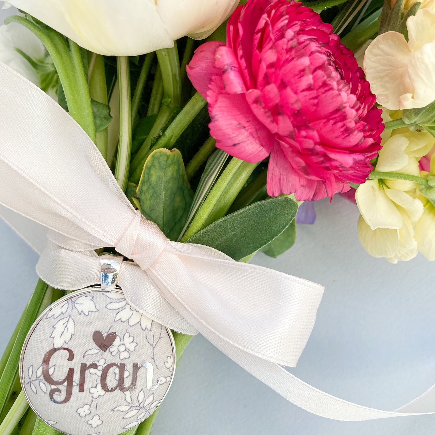 Bridal Bouquet Memory Charm - Grey Floral