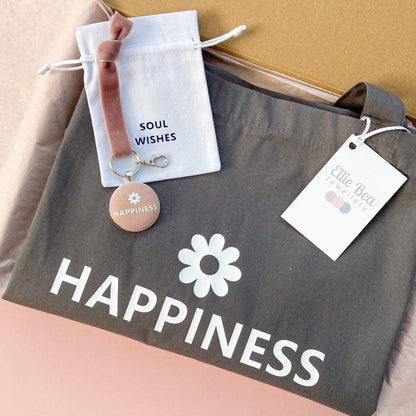 Happiness Gift Bundle with tote and keyring