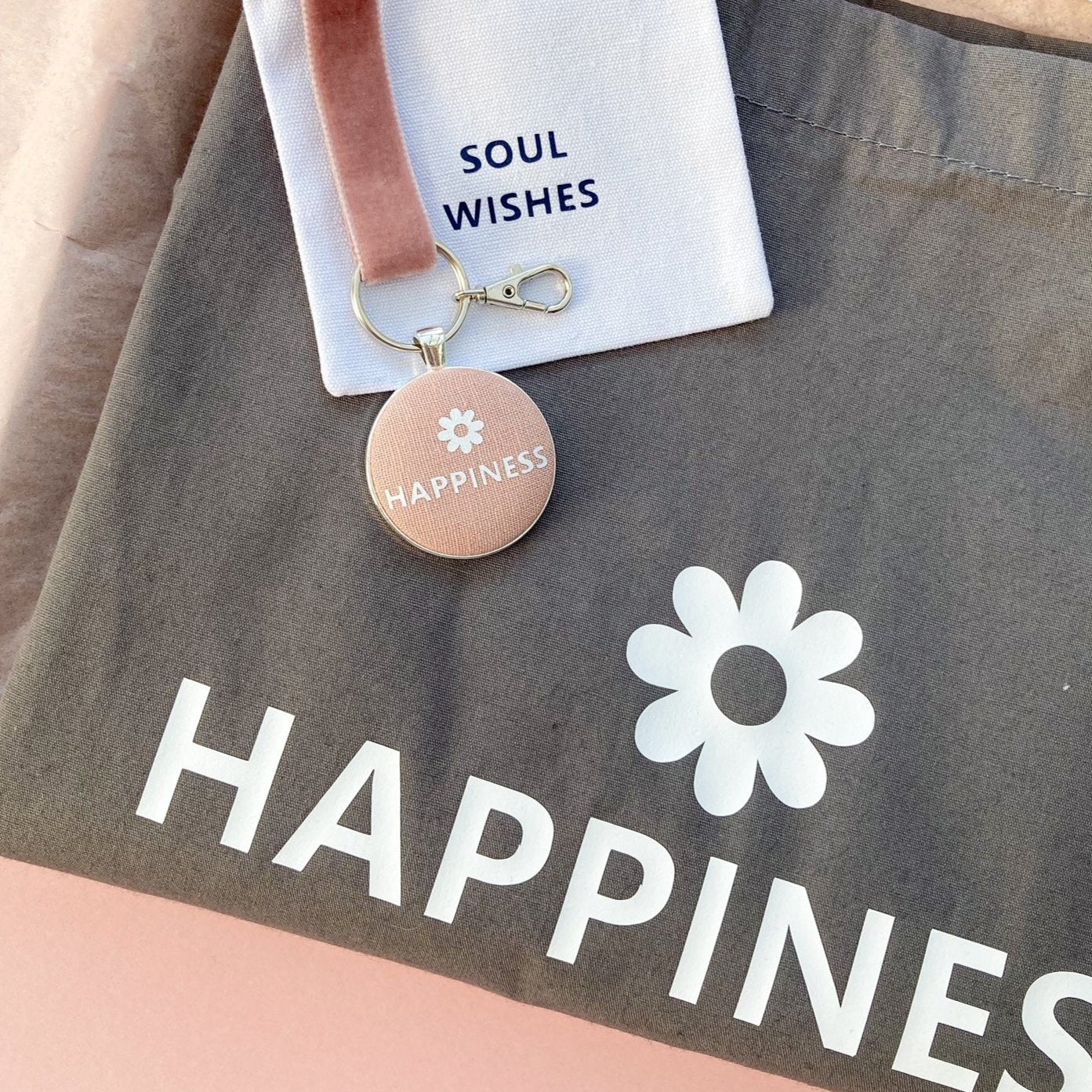 Happiness tote bag and keyring