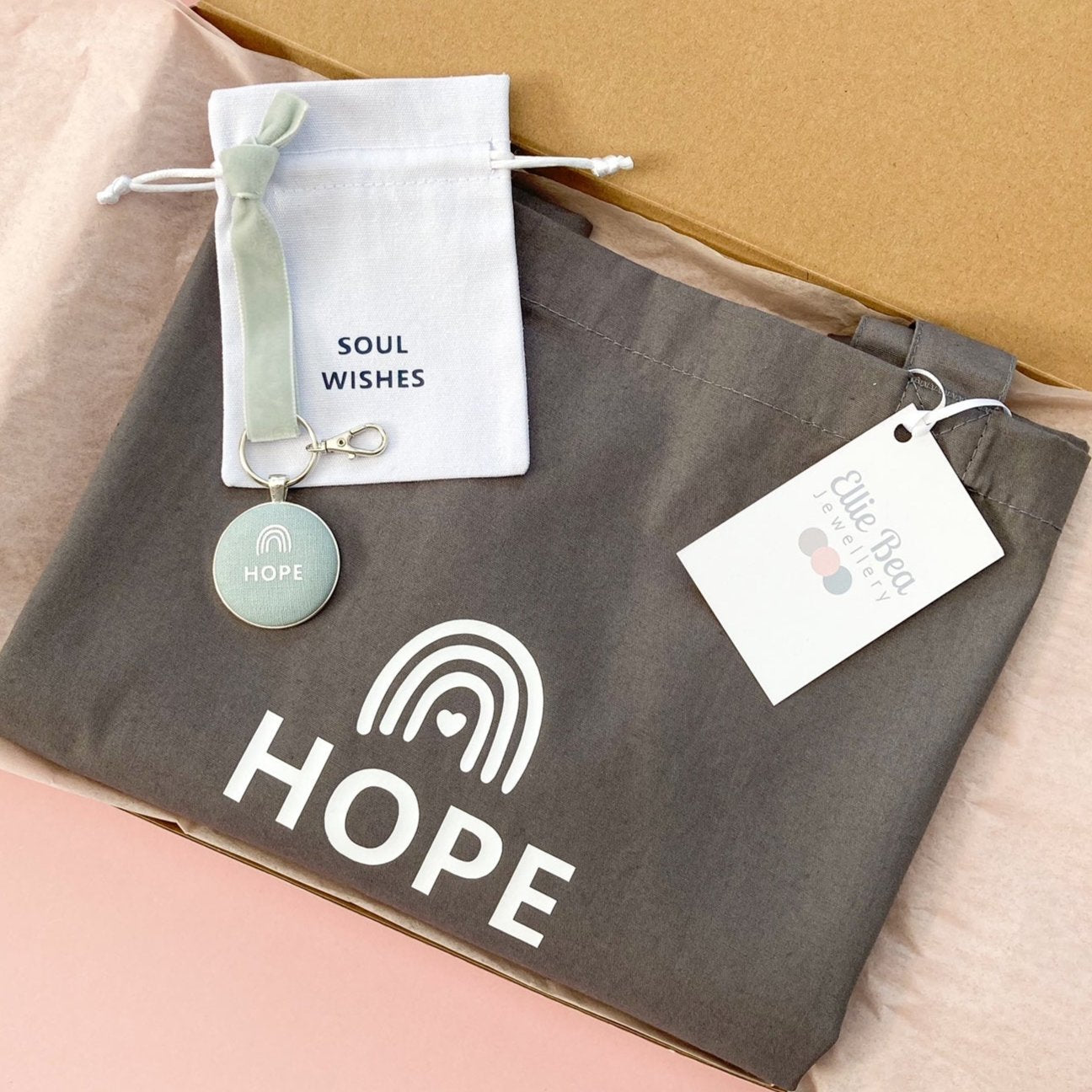 Hope gift bundle with tote bag and keyring