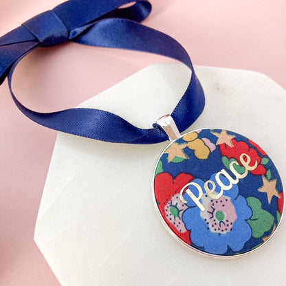 Peace Christmas Keepsake - Blue with Gold Stars