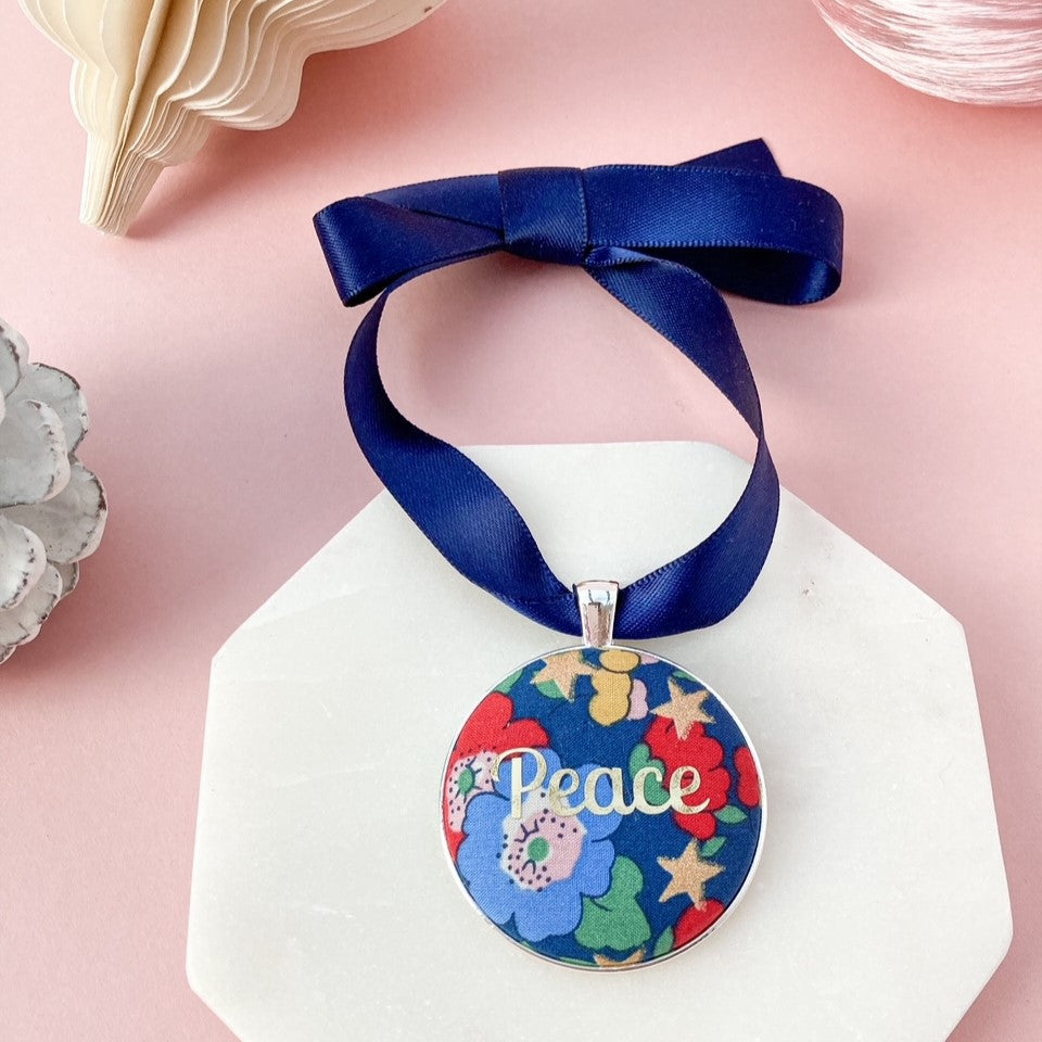 Peace Christmas Keepsake - Blue with Gold Stars