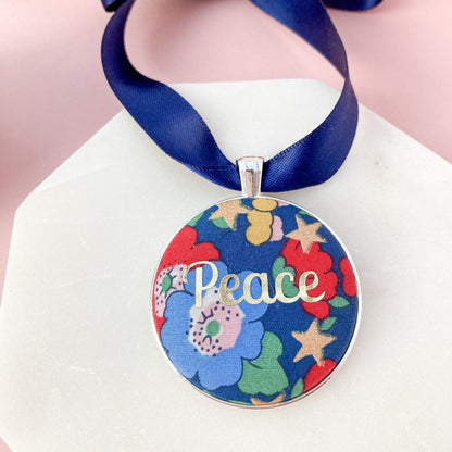 Peace Christmas Keepsake - Blue with Gold Stars