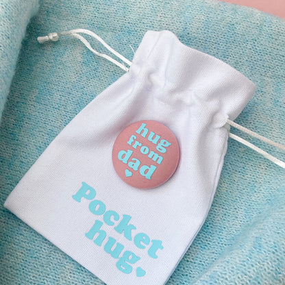 Hug from Dad Pin - Rose Blush & Turquoise with pouch