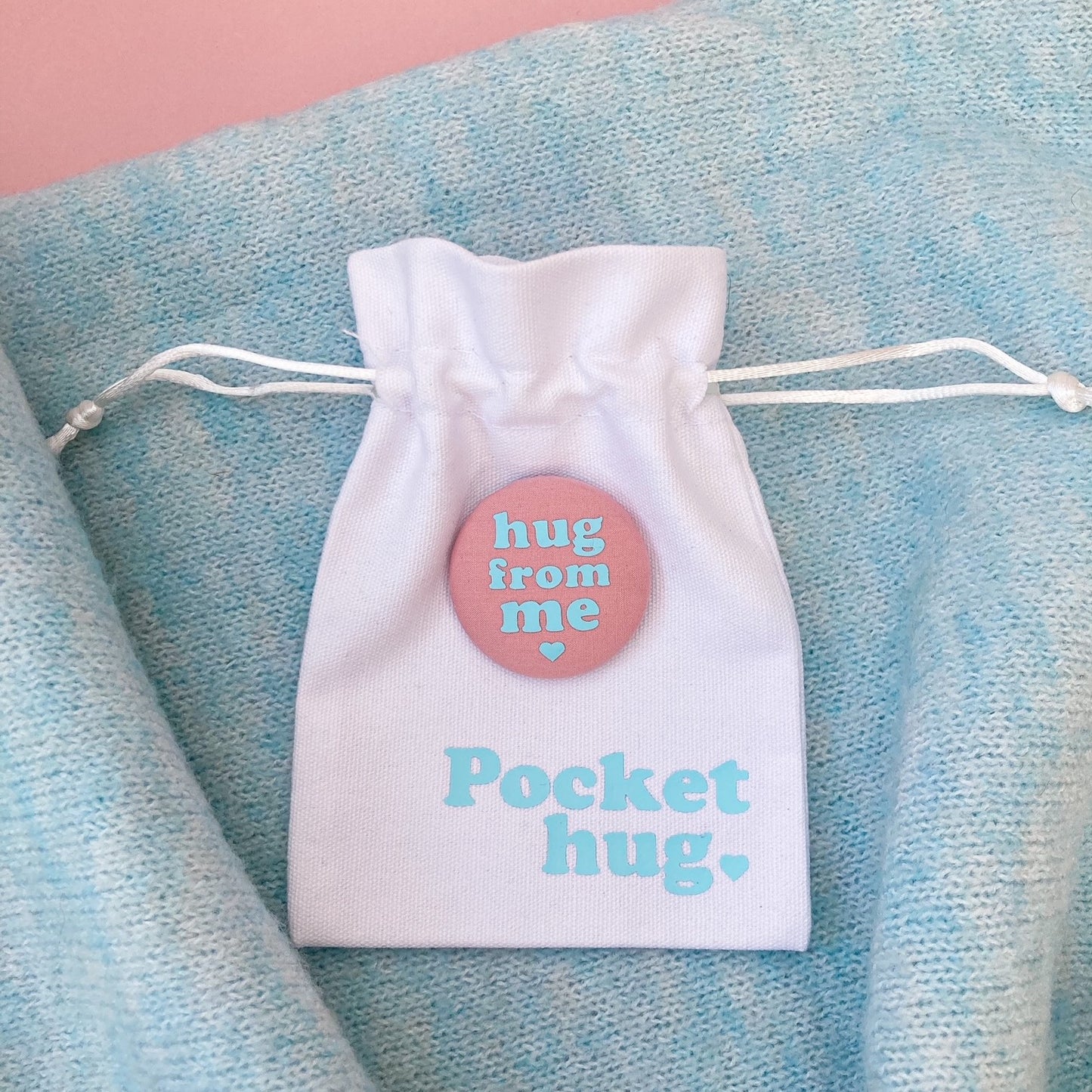 Hug from Me Pin - Rose Blush & Turquoise with pouch