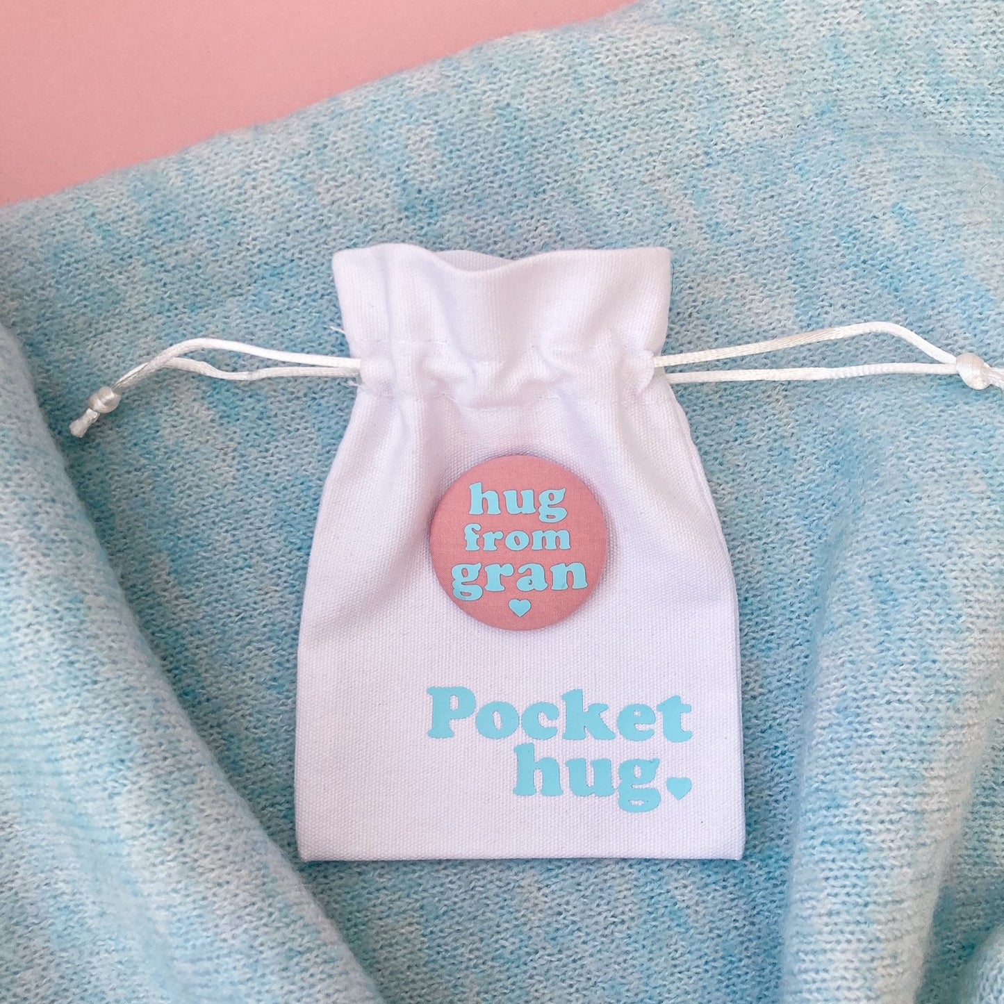 Hug from Gran Pin - Rose Blush & Turquoise with pouch