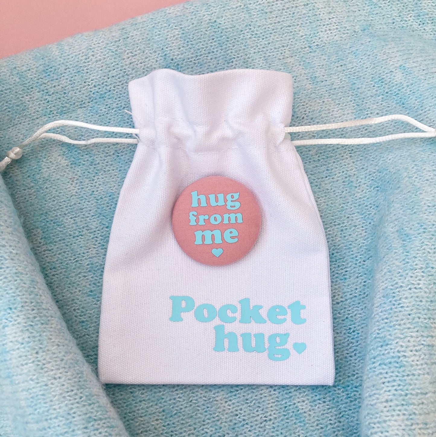 Hug from Me Pin - Rose Blush & Turquoise with pouch