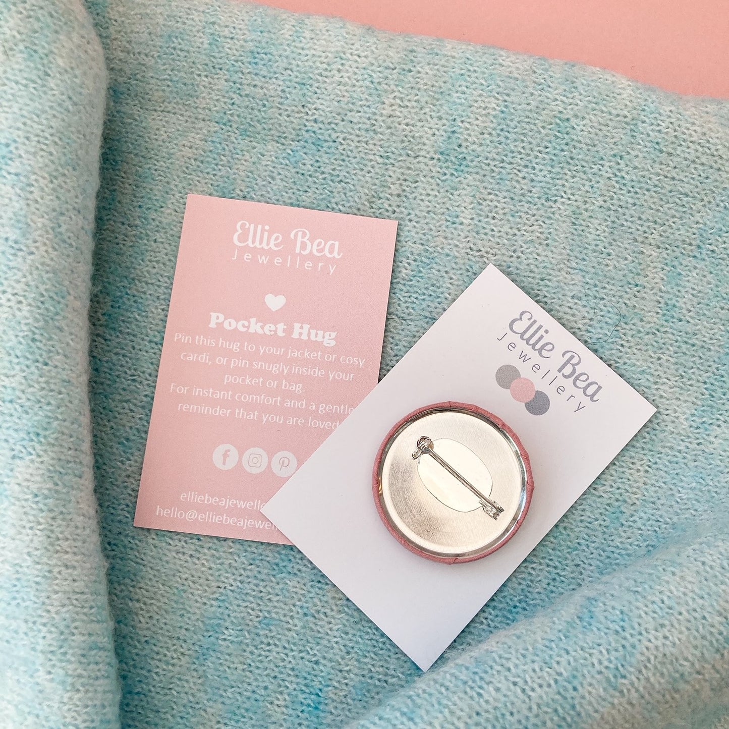 Hug from Gran Pin - Rose Blush & Turquoise with pouch