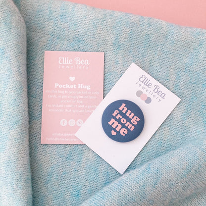 Hug from Me Pin - Airforce Blue & Pink with pouch