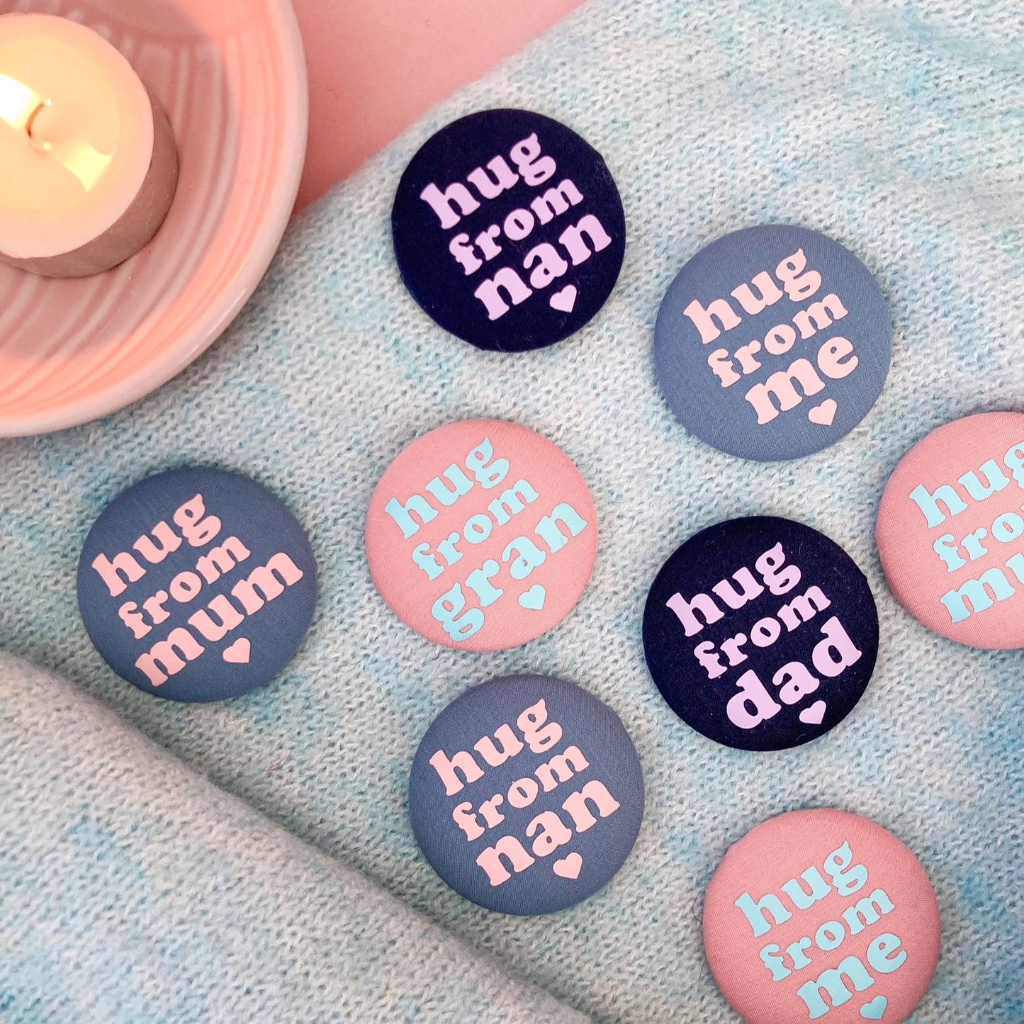 Hug from Dad Pin - Airforce Blue & Pink with pouch