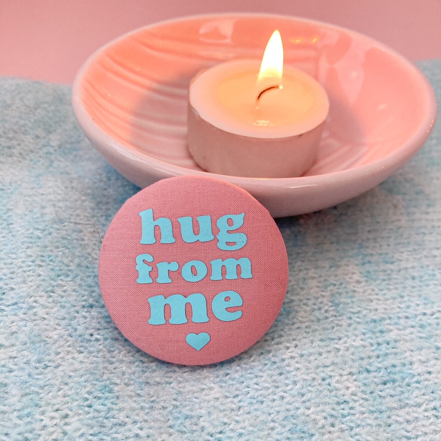 Hug from Me Pin - Rose Blush & Turquoise with pouch