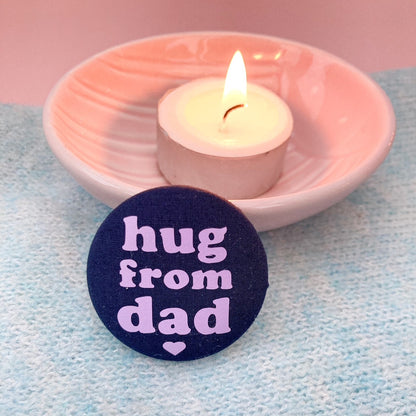 Hug from Dad Pin - Navy & Lilac with pouch