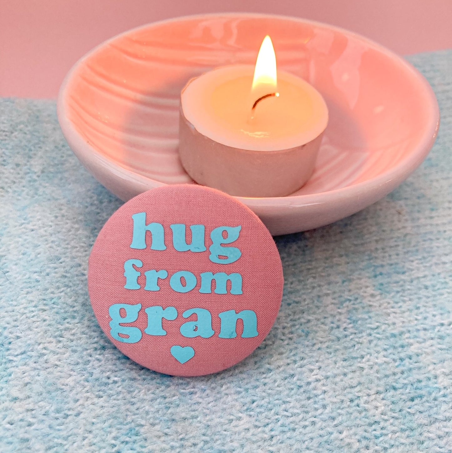 Hug from Gran Pin - Rose Blush & Turquoise with pouch