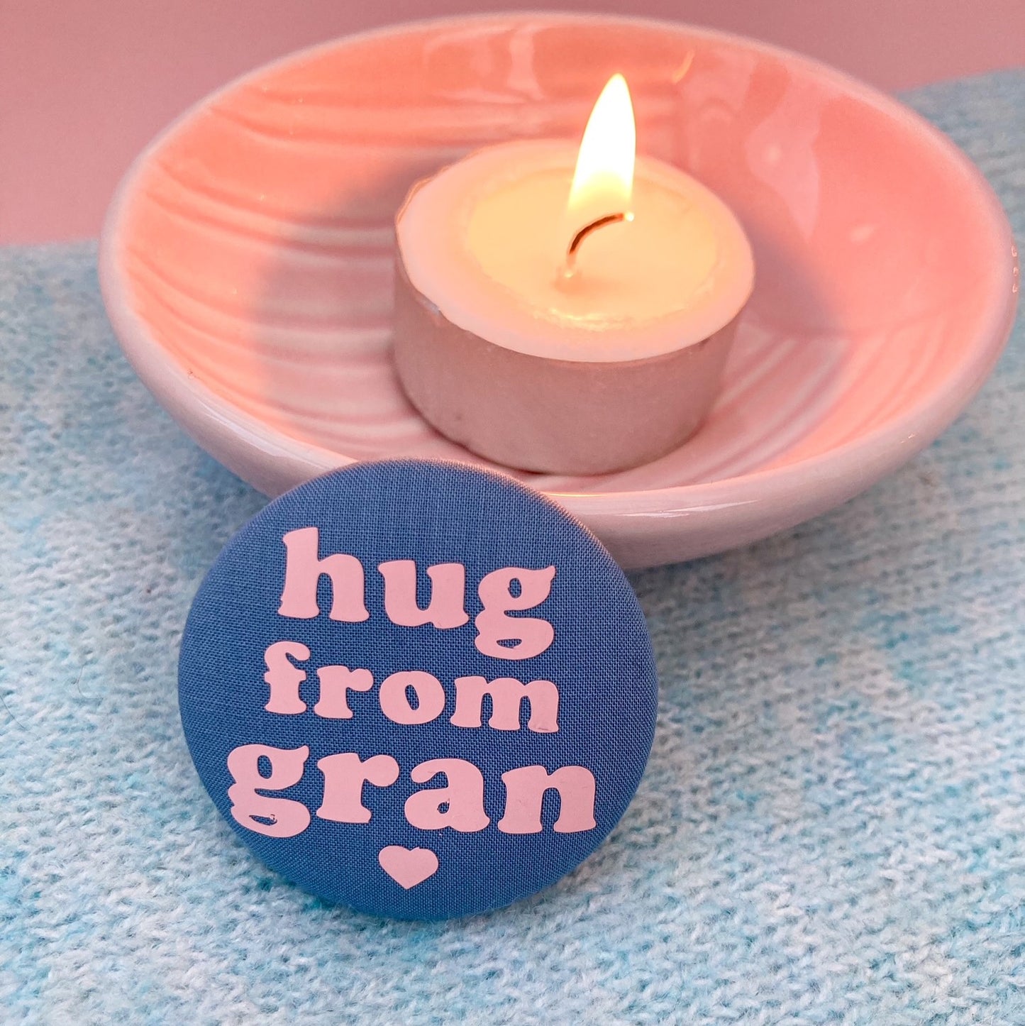 Hug from Gran Pin - Airforce Blue & Pink with pouch