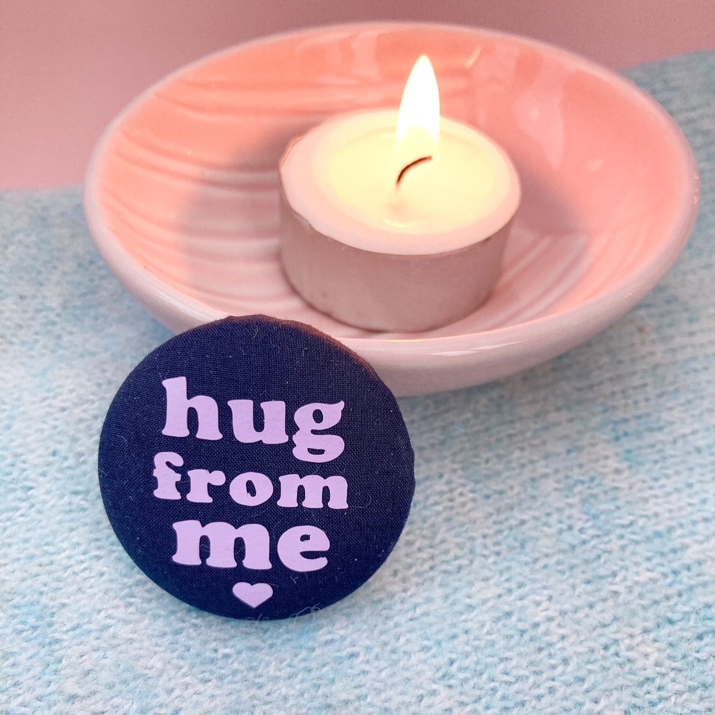 Hug from Me Pin - Navy & Lilac with pouch