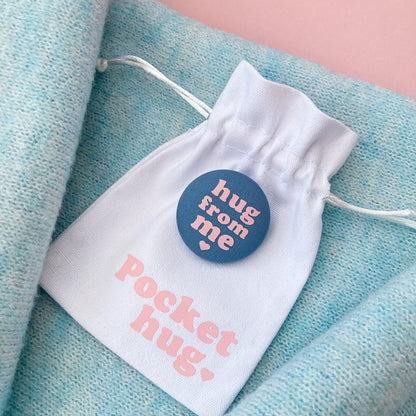 Hug from Me Pin - Airforce Blue & Pink with pouch