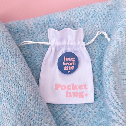 Hug from Me Pin - Airforce Blue & Pink with pouch