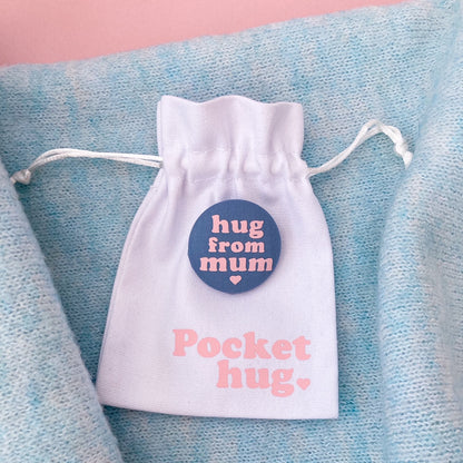 Hug from Mum Pin - Airforce Blue & Pink with pouch