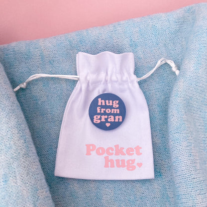 Hug from Gran Pin - Airforce Blue & Pink with pouch