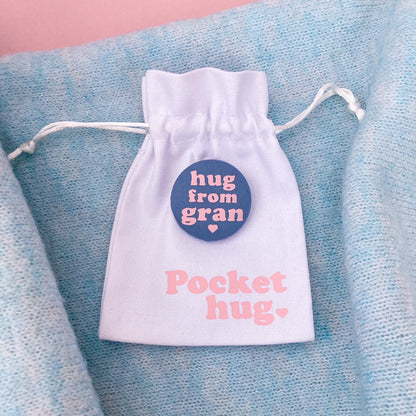 Hug from Gran Pin - Airforce Blue & Pink with pouch