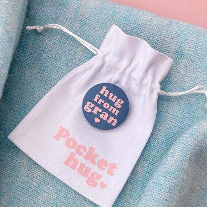 Hug from Gran Pin - Airforce Blue & Pink with pouch