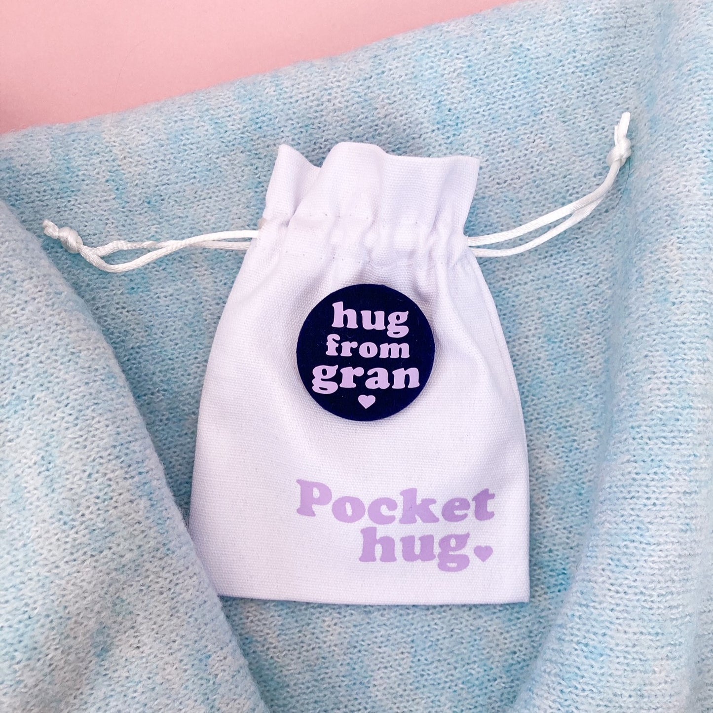 Hug from Gran Pin - Navy & Lilac with pouch