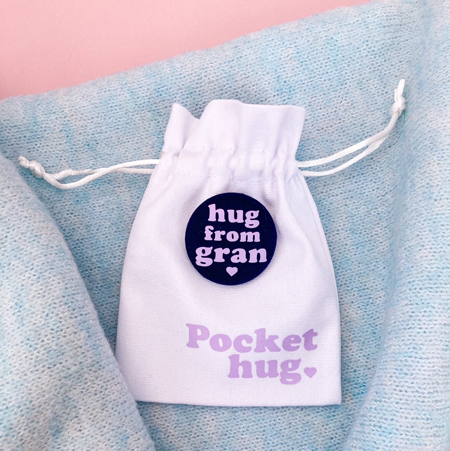 Hug from Gran Pin - Navy & Lilac with pouch