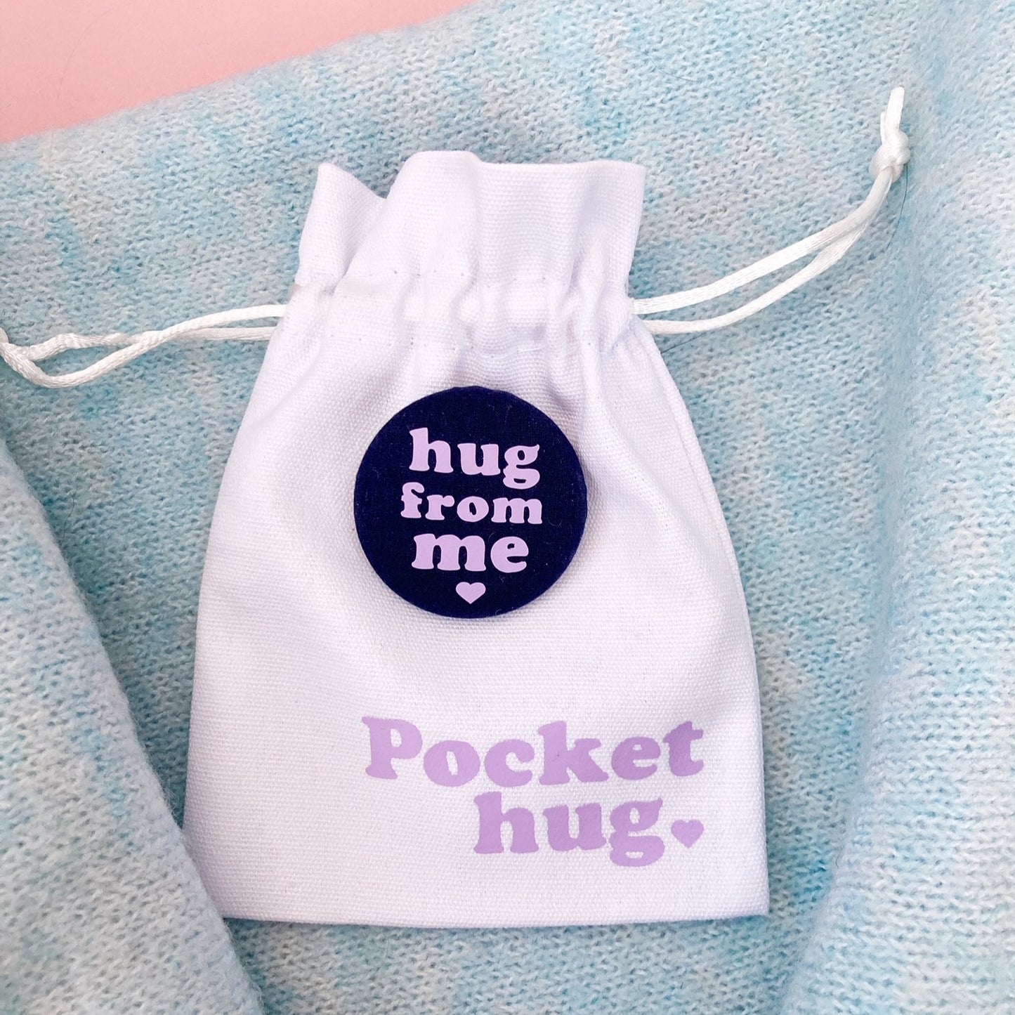 Hug from Me Pin - Navy & Lilac with pouch