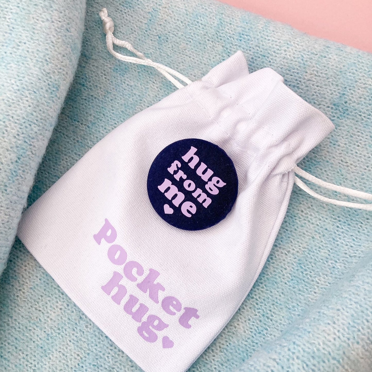 Hug from Me Pin - Navy & Lilac with pouch