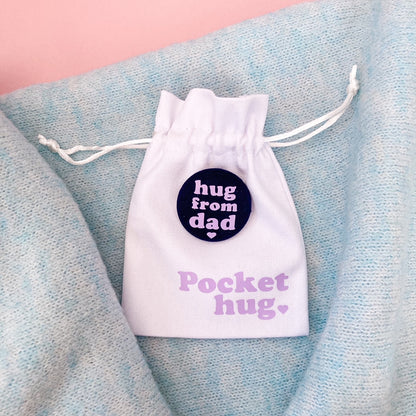 Hug from Dad Pin - Navy & Lilac with pouch