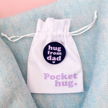 Hug from Dad Pin - Navy & Lilac with pouch