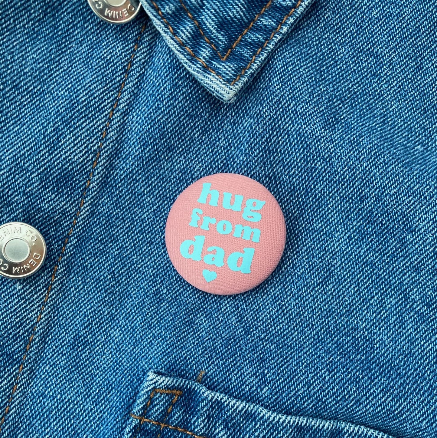 Hug from Dad Pin - Rose Blush & Turquoise with pouch