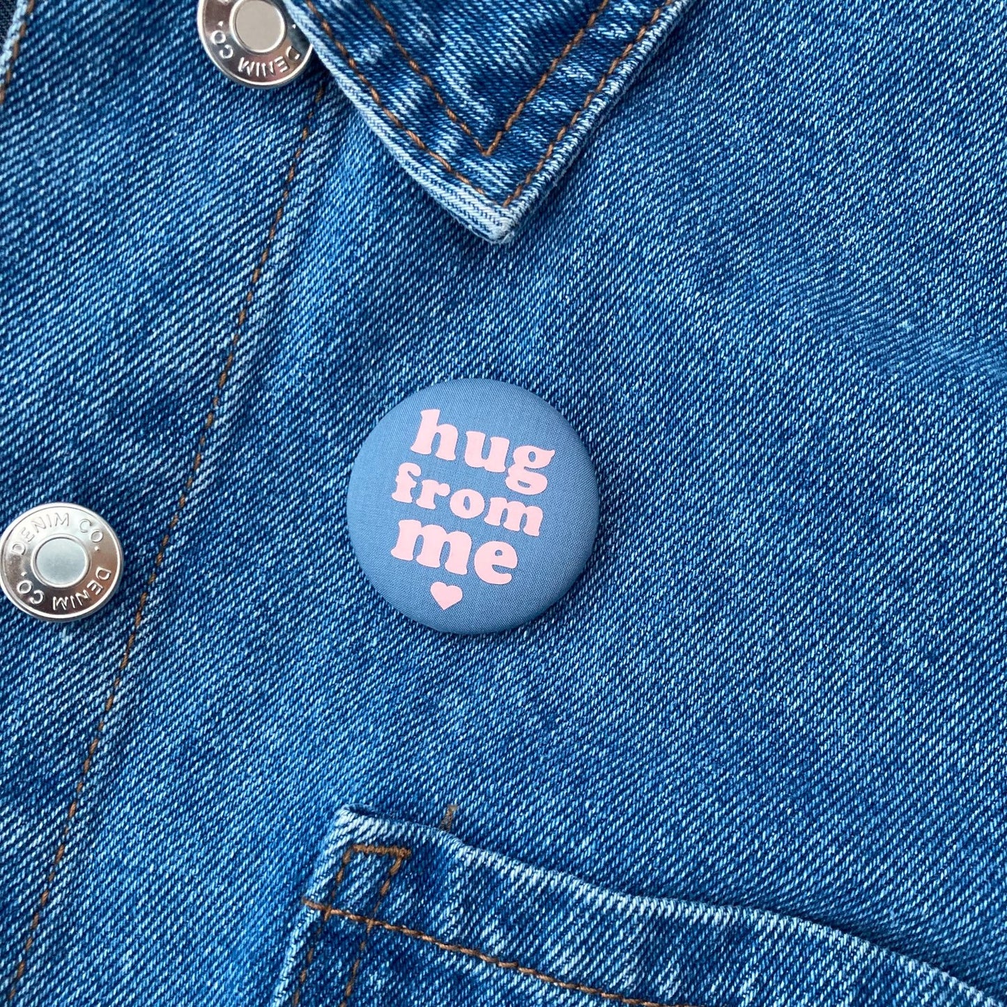 Hug from Me Pin - Airforce Blue & Pink with pouch