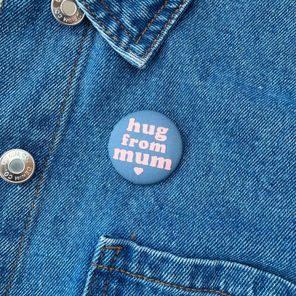 Hug from Mum Pin - Airforce Blue & Pink with pouch