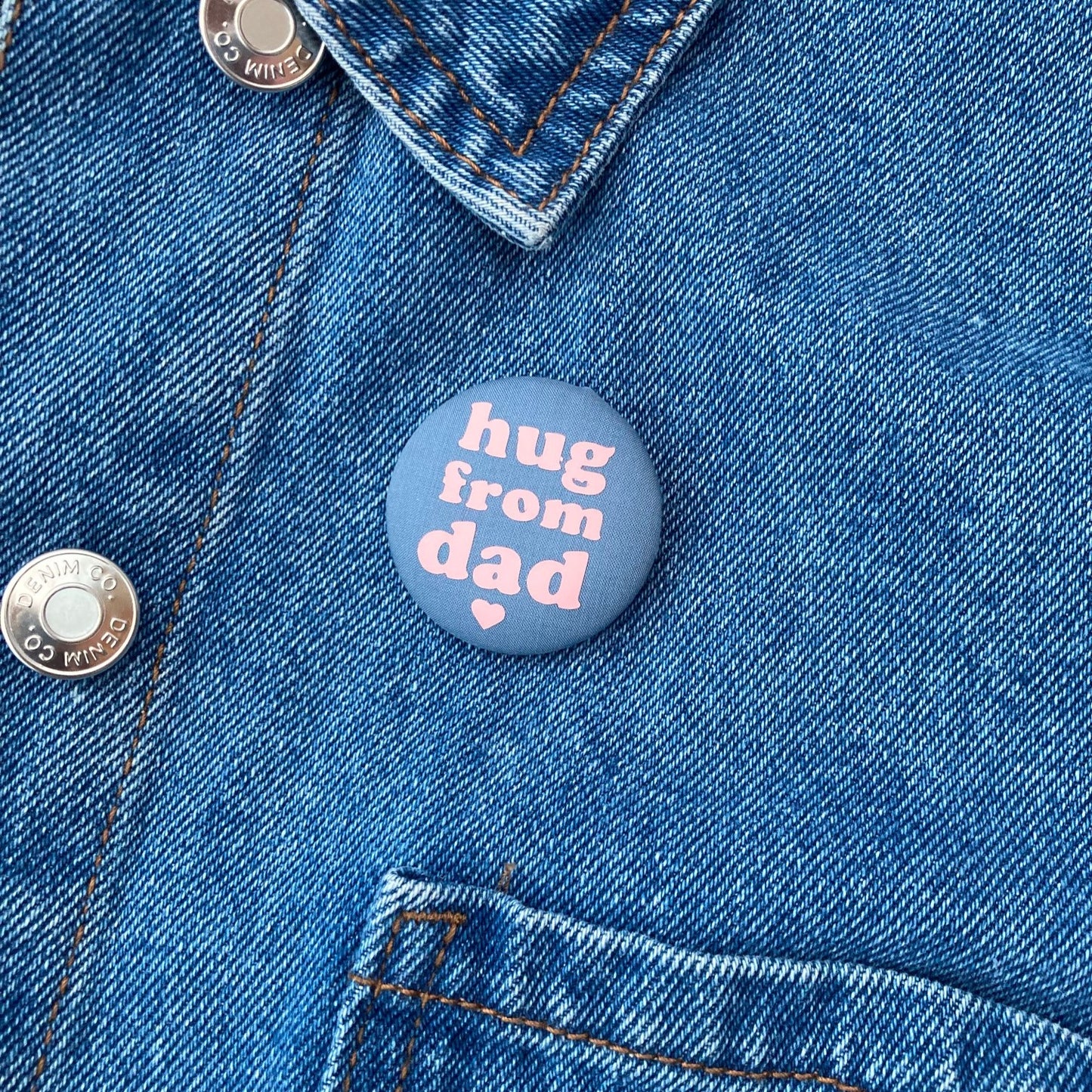 Hug from Dad Pin - Airforce Blue & Pink with pouch