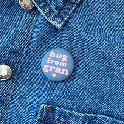 Hug from Gran Pin - Airforce Blue & Pink with pouch