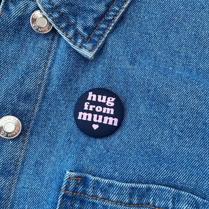 Hug from Mum Pin - Navy & Lilac with pouch